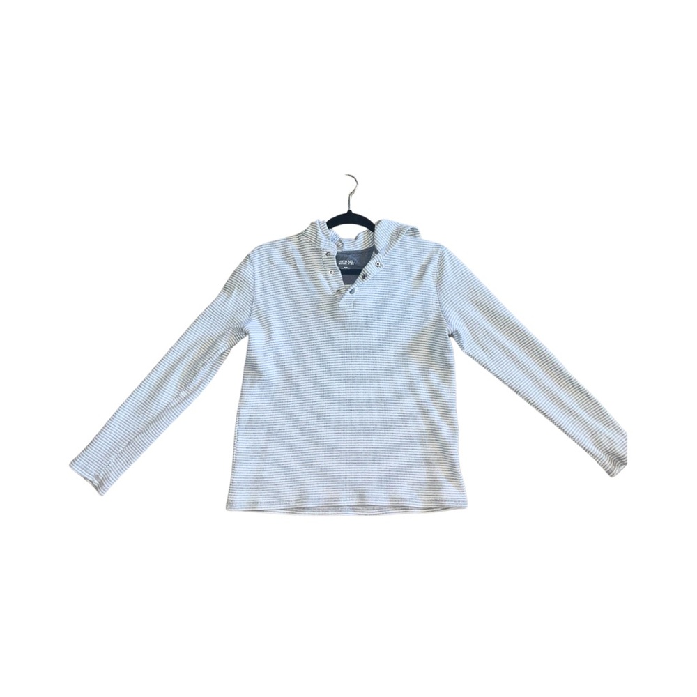 Michael Kors Grey Striped Hoodie Sweatshirt, Relaxed Fit, Size M